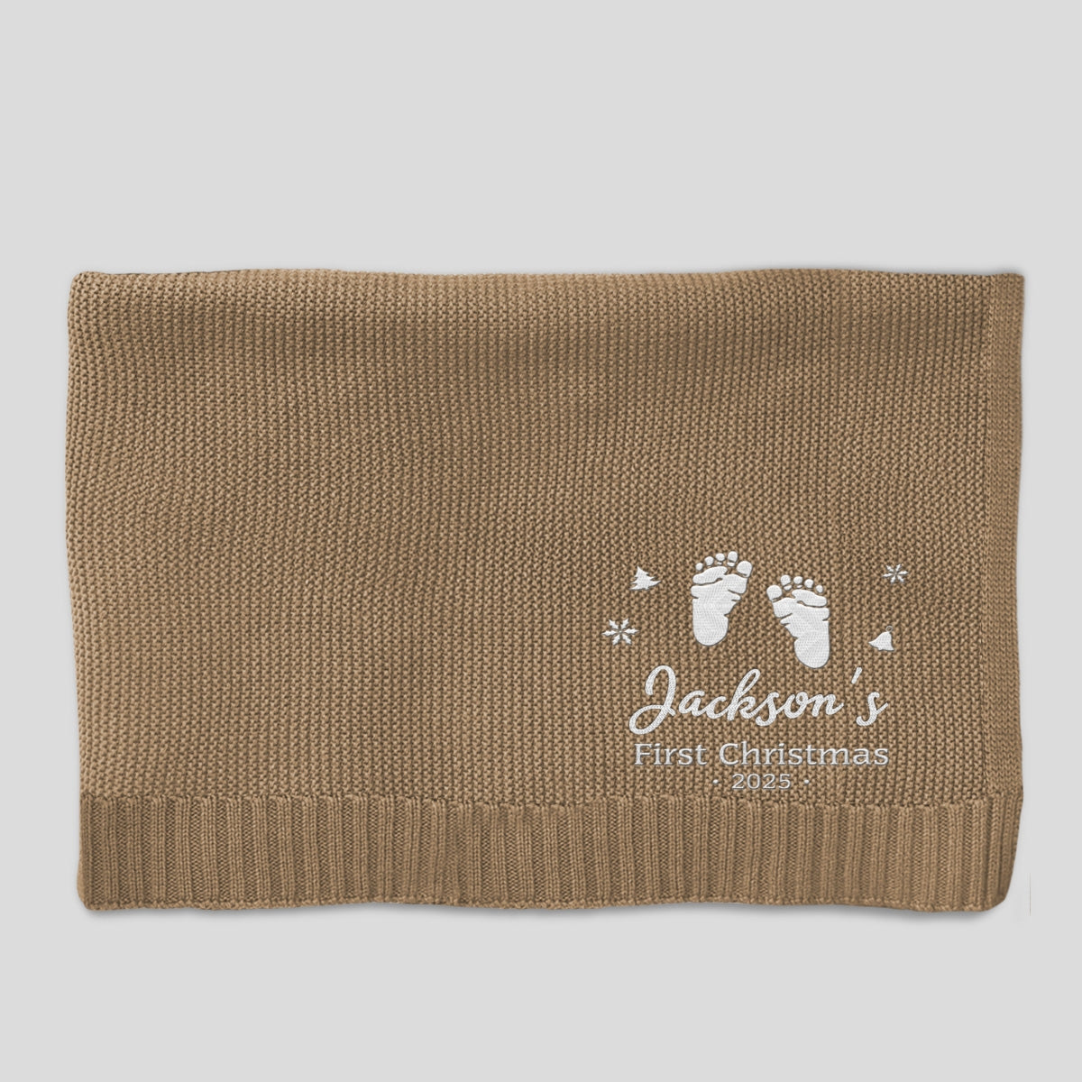 Baby First Christmas - Personalized Custom Embroidered Knitted Baby Blanket