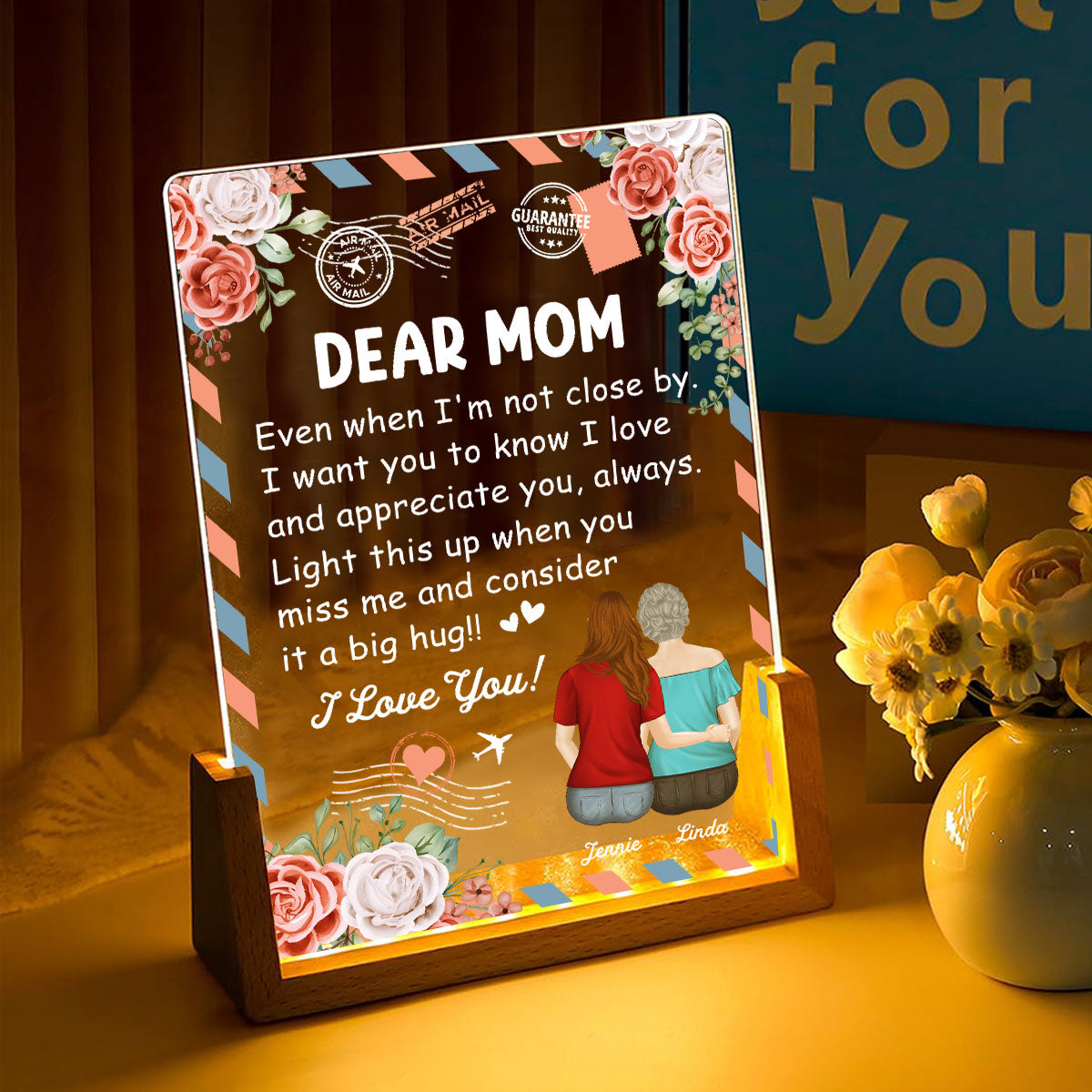 A Big Hug - Personalized Custom Plaque With Walnut Base