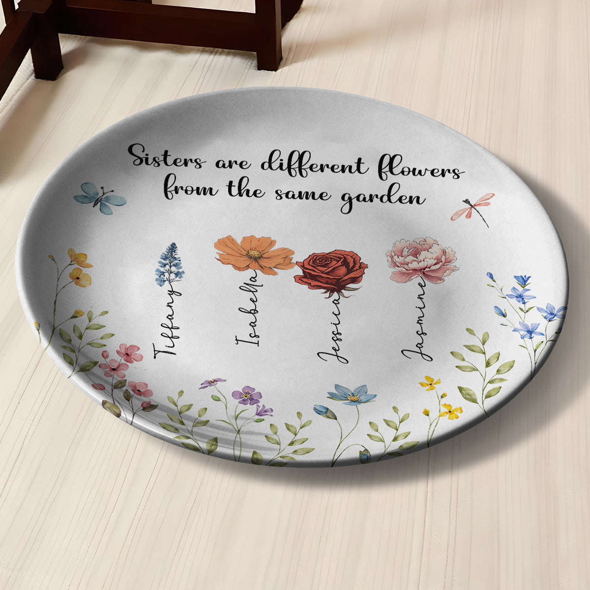 Sisters Are Different Flowers From The Same Garden - Personalized Custom Plate