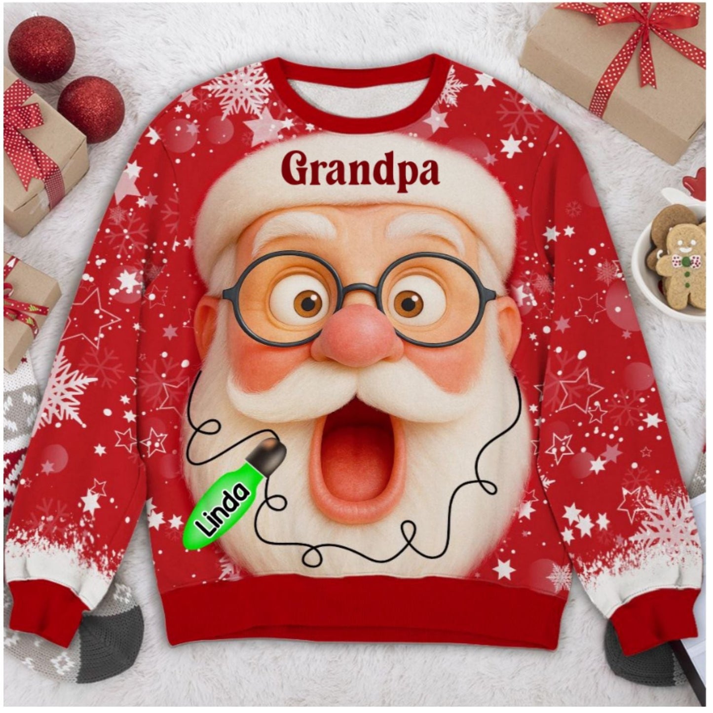 Grandpa And Grandkids Christmas - Personalized Custom All-Over-Print Sweatshirt