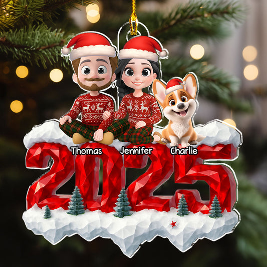 Family Love And Paws - Personalized Custom Acrylic Ornament
