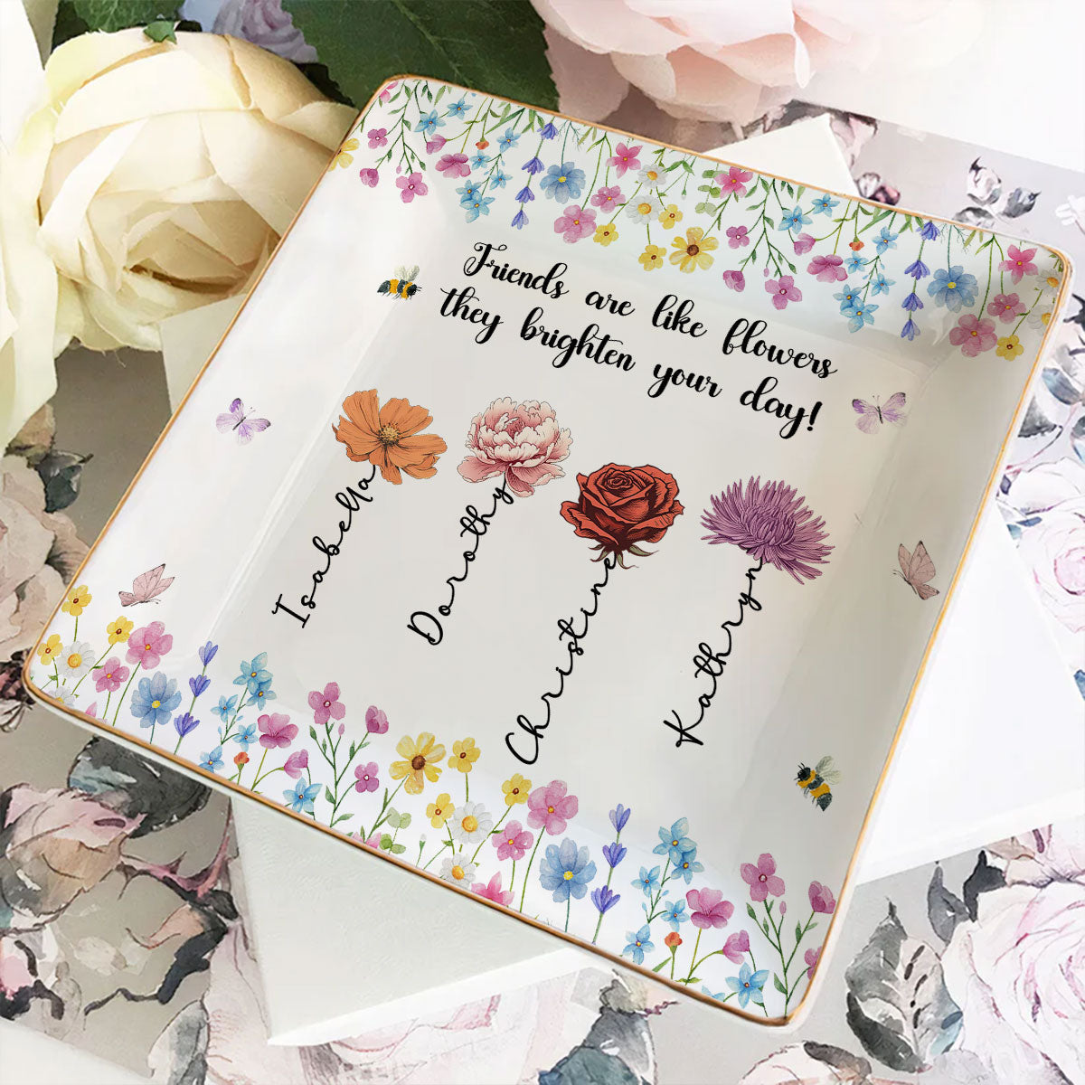 Friendship Grows With Gentle Care - Personalized Custom Jewelry Dish