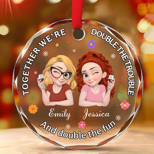 Together We Make Life Fun - Personalized Custom Glass Ornament
