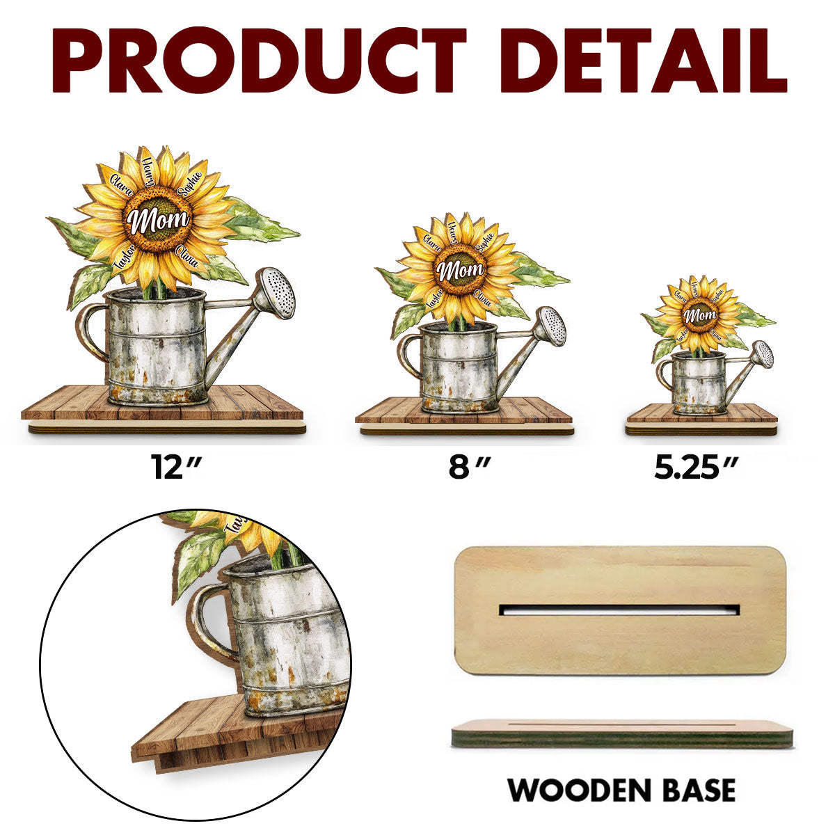 Growing Family Love - Personalized Custom 2-Layer Wood Plaque With Flat Base