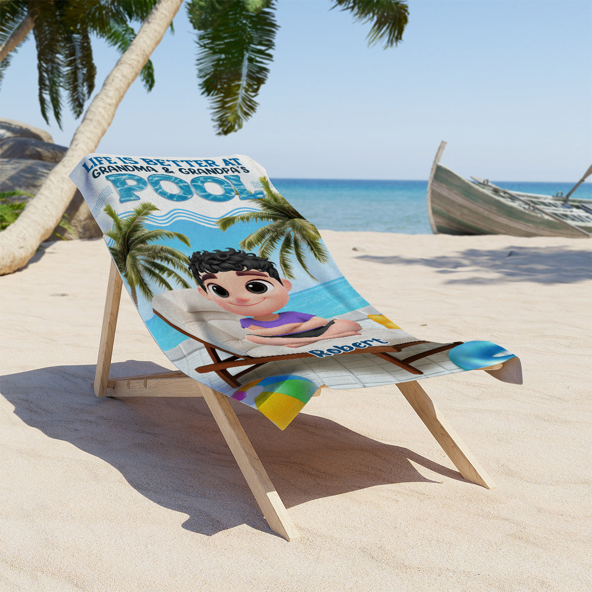 Find Me Under The Palms - Personalized Custom Beach Towel