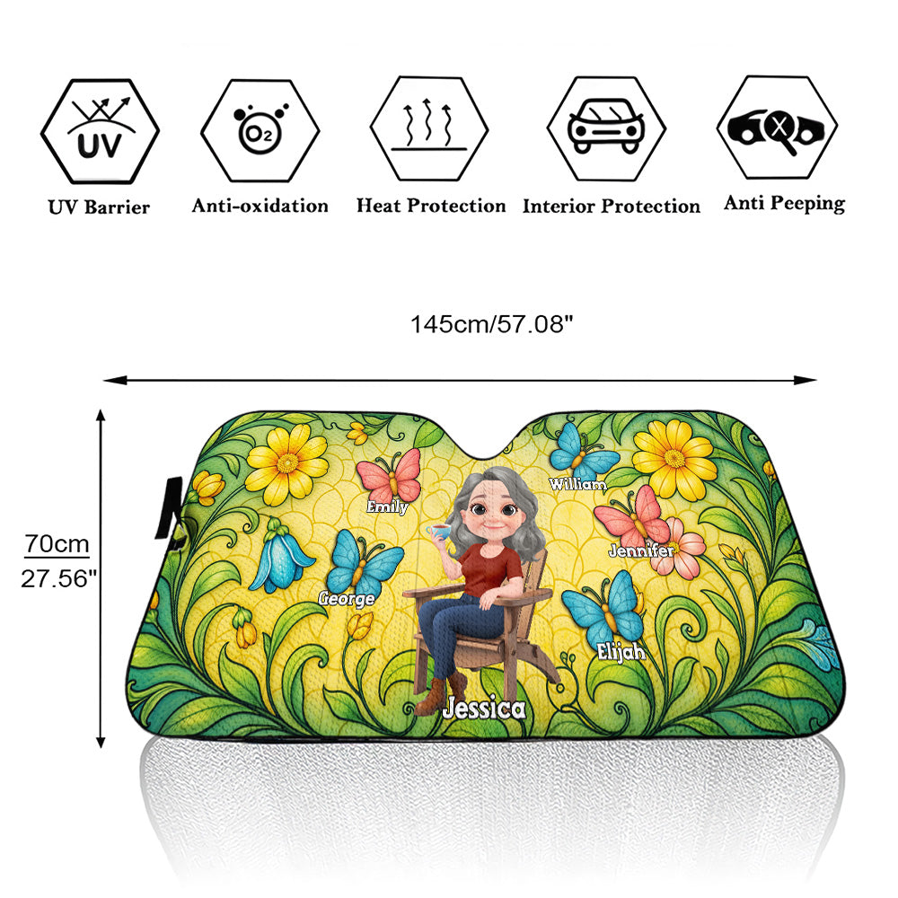 Butterfly Grandma - Personalized Custom Car Sunshade