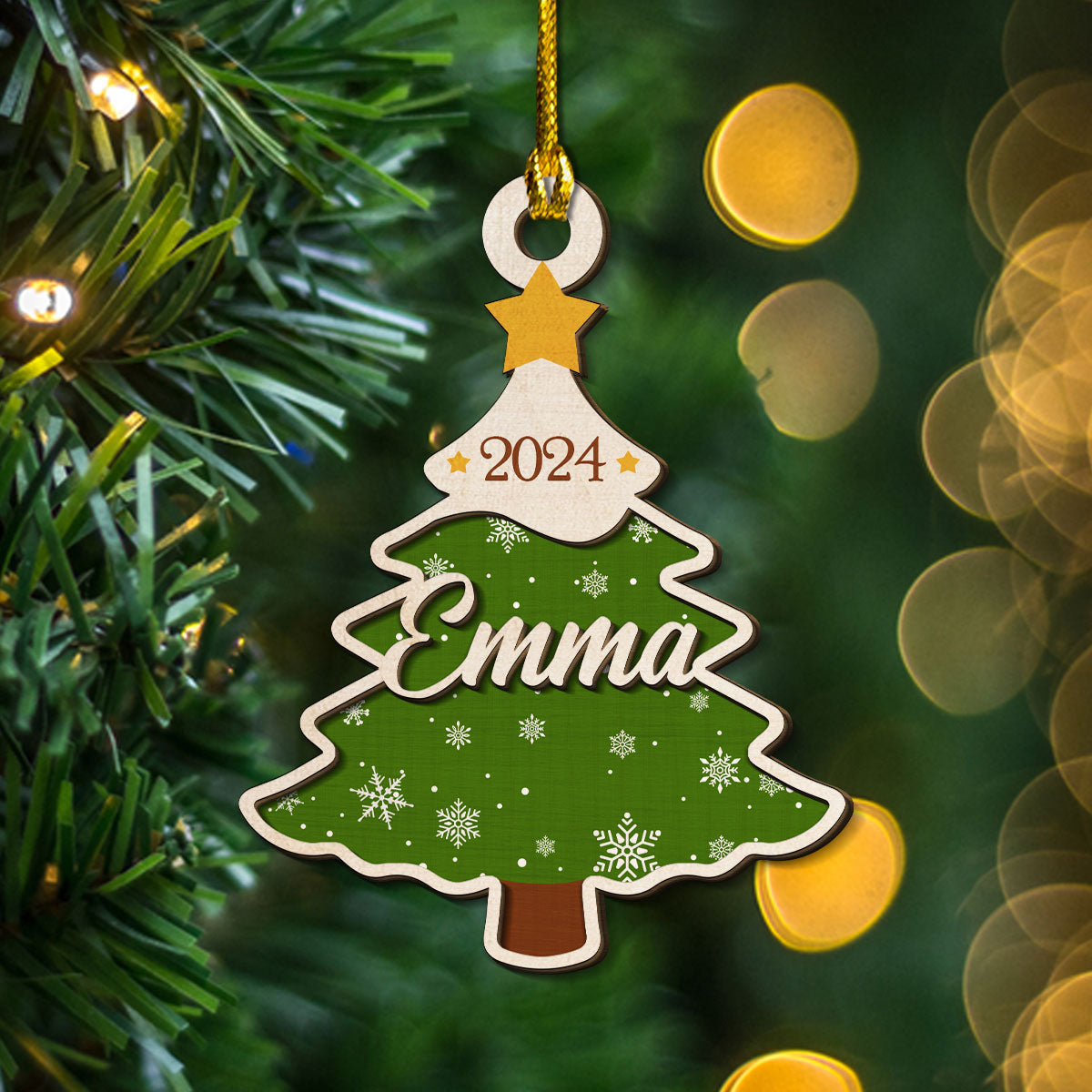 Christmas Name - Personalized Custom 2-Layered Wood Ornament