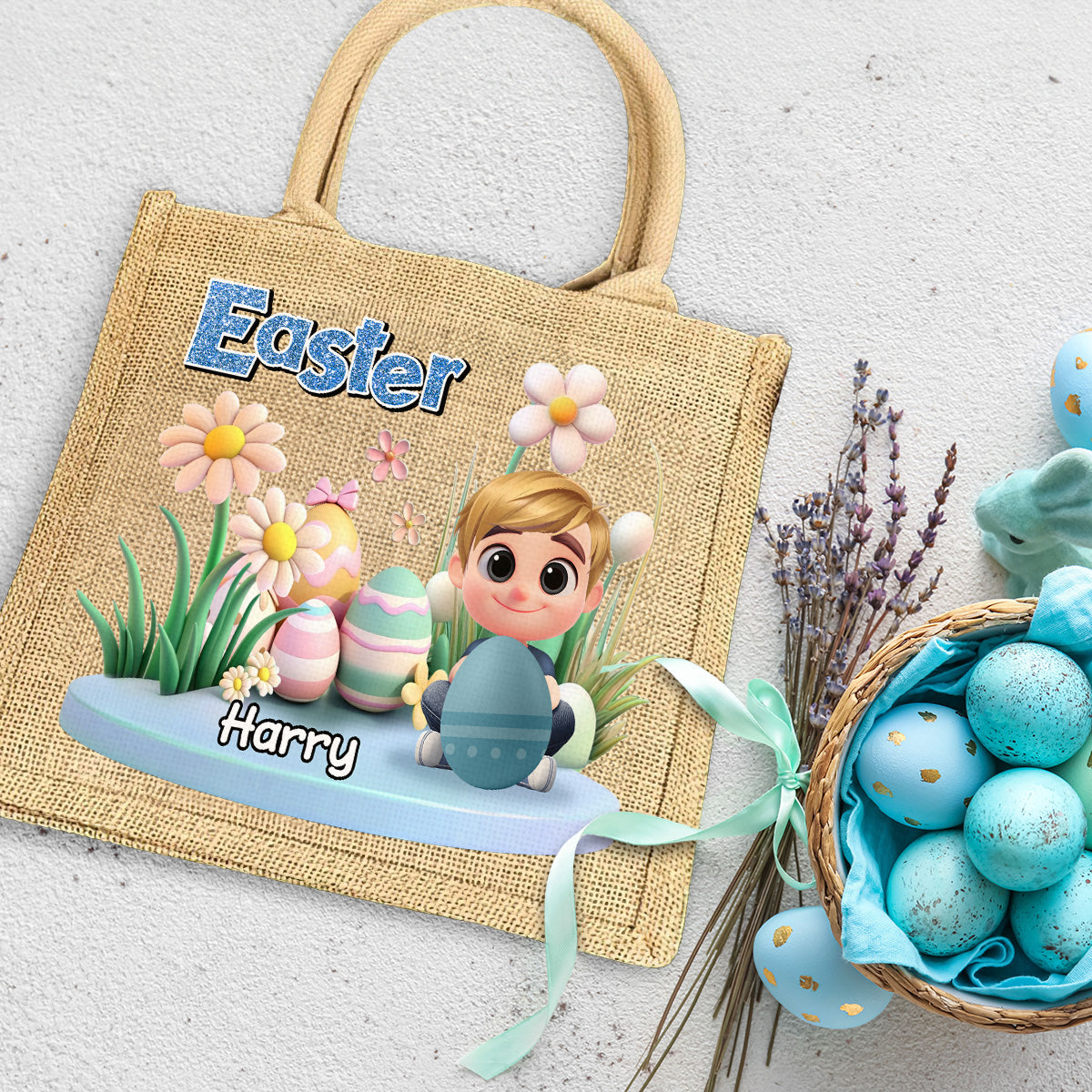 Easter Day For Kid - Personalized Custom Jute Tote Bag