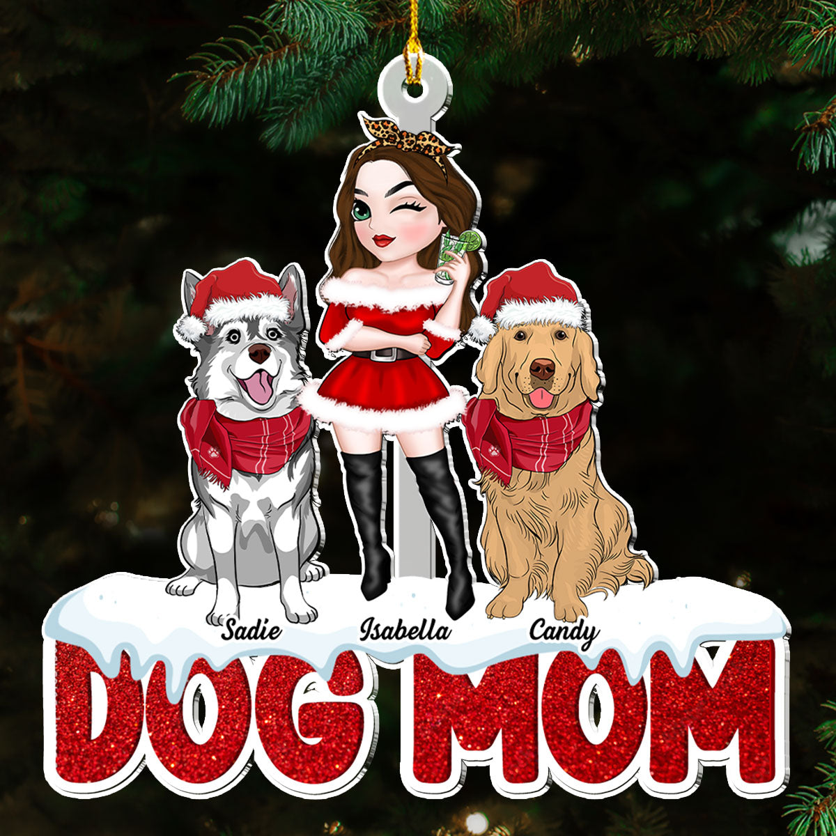 Dog Mom Christmas - Personalized Custom Acrylic Ornament