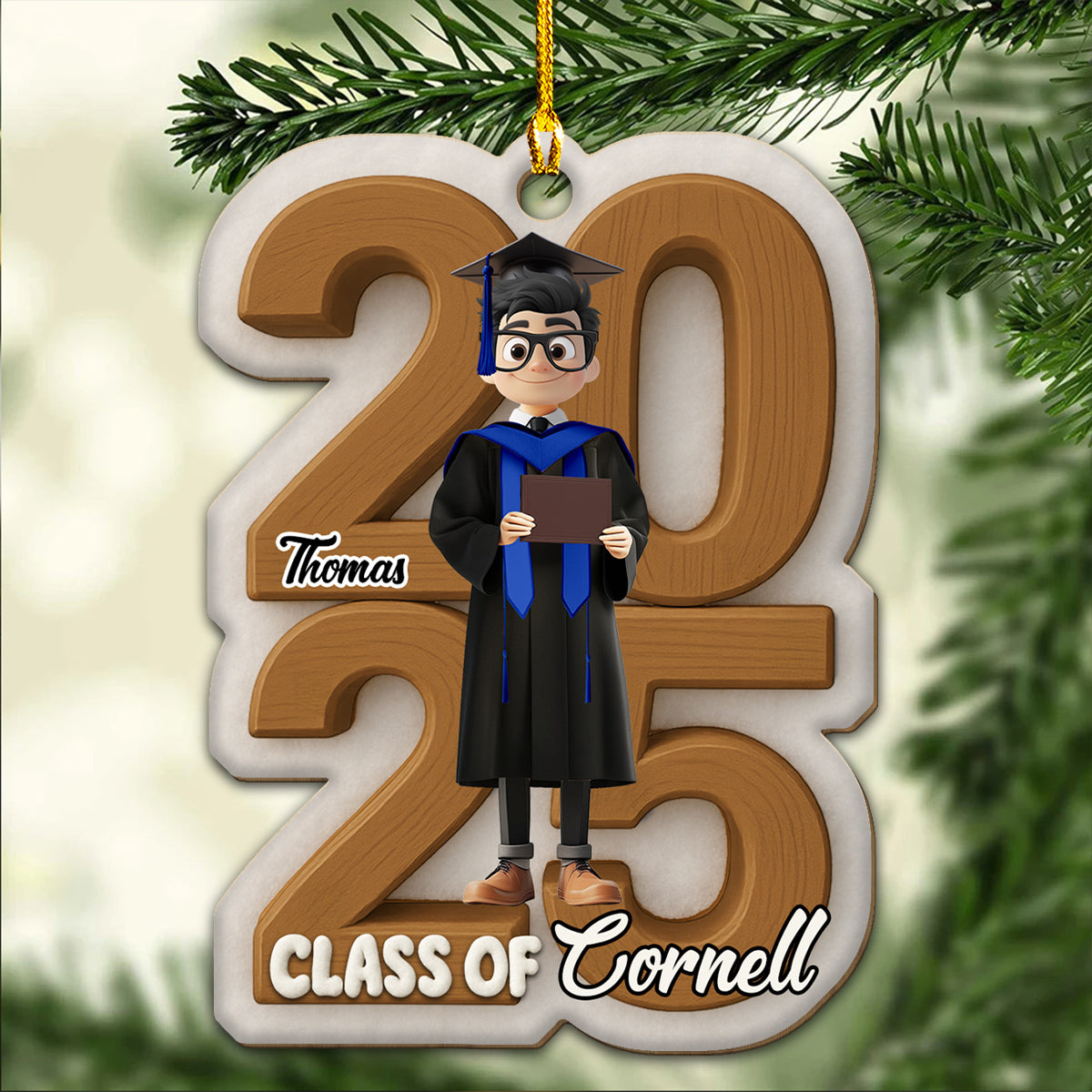 Graduated This Year - Personalized Custom 3D Effect Wood Ornament