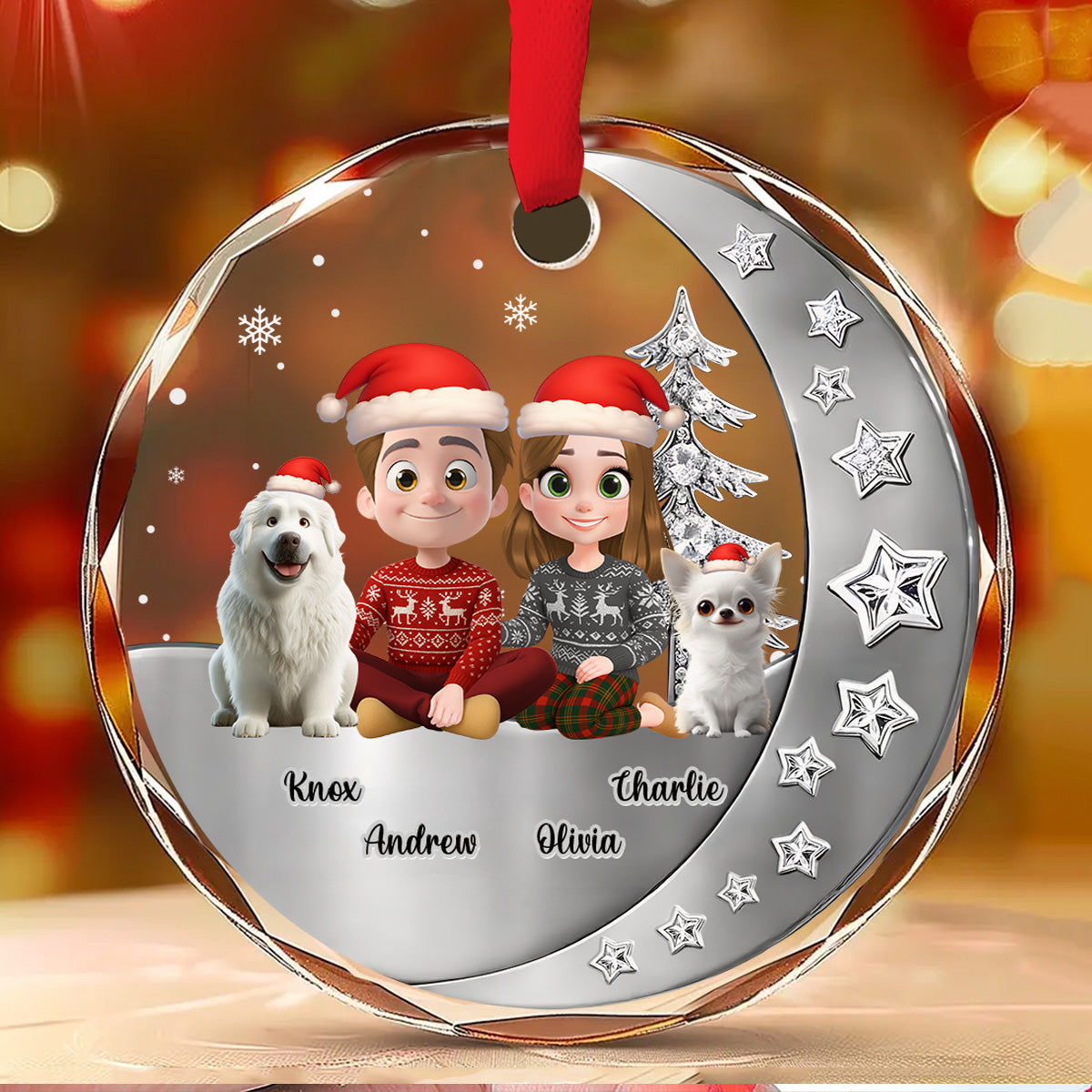 Beside Each Other - Personalized Custom 3D Effect Glass Ornament