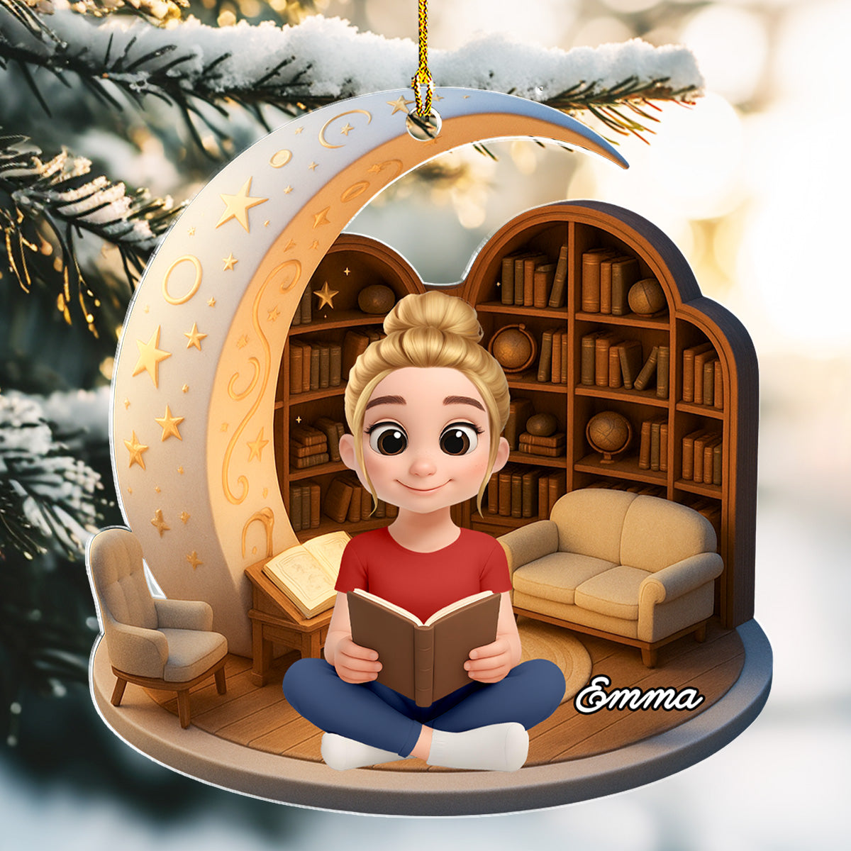A Girl Loves Her Book - Personalized Custom Acrylic Ornament