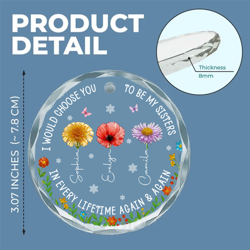 Sisters Are Flowers - Personalized Custom Glass Ornament