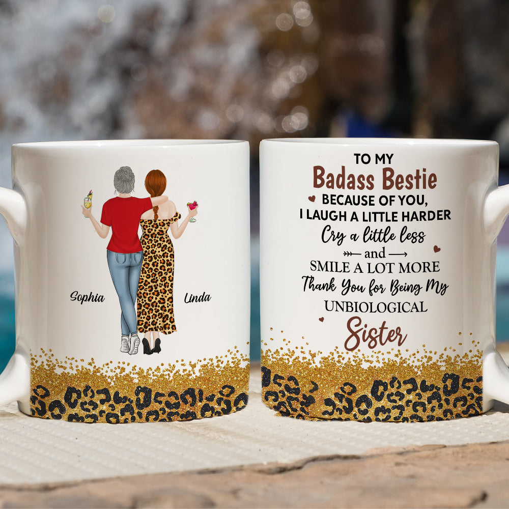 Because Of You I Laugh A Little Harder - Personalized Custom Coffee Mug