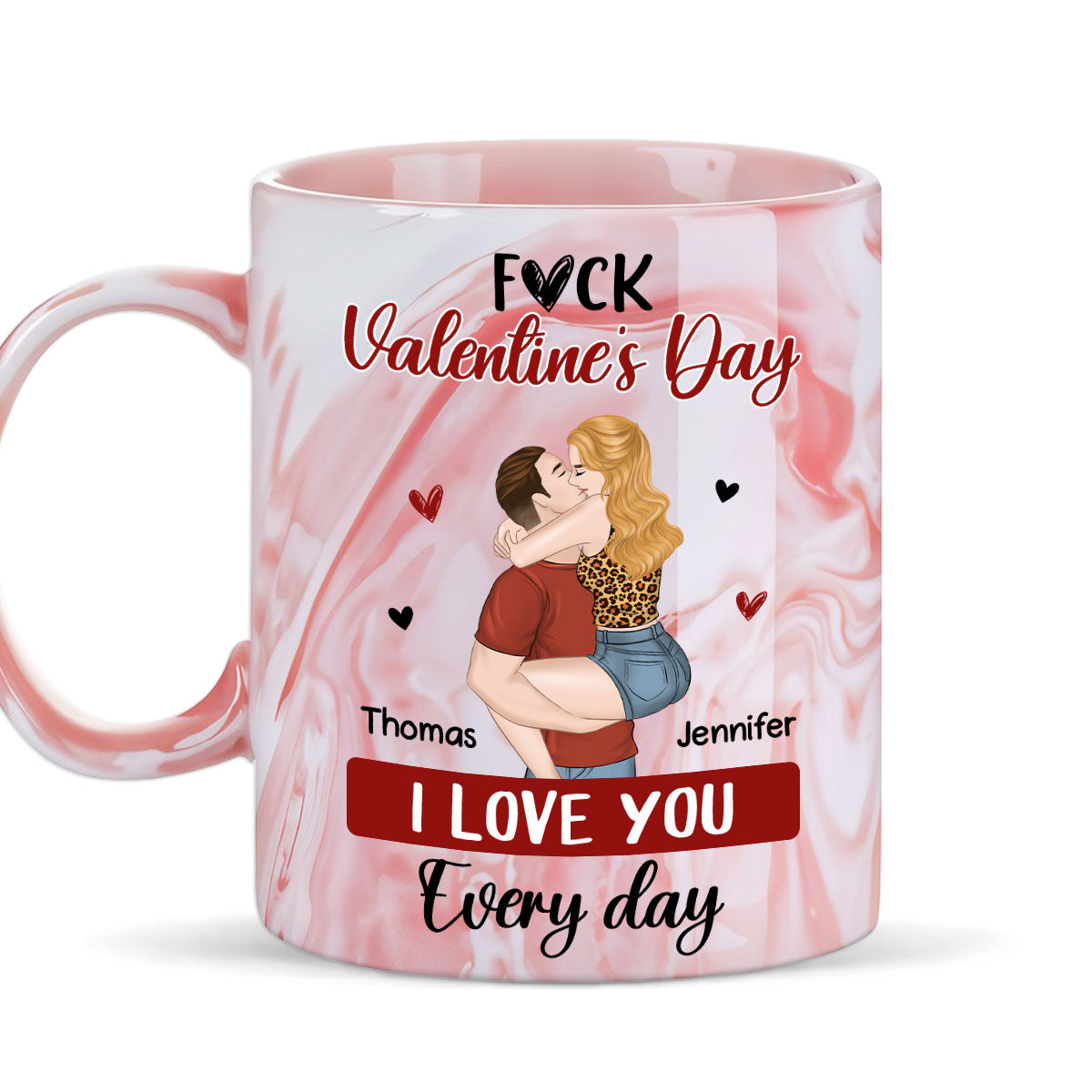 I Love You Every Day - Personalized Custom Pink Marble Mug