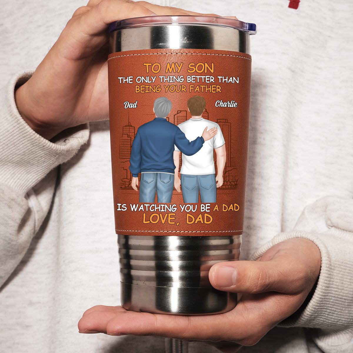 To My Son - Personalized Custom Leather Tumbler