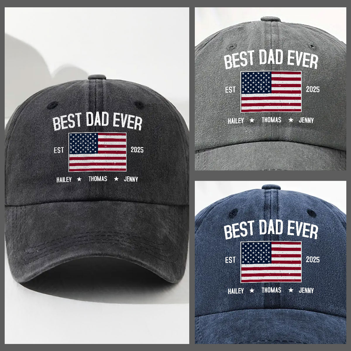 Dad Life Vibes - Personalized Custom Vintage Washed Denim Cap