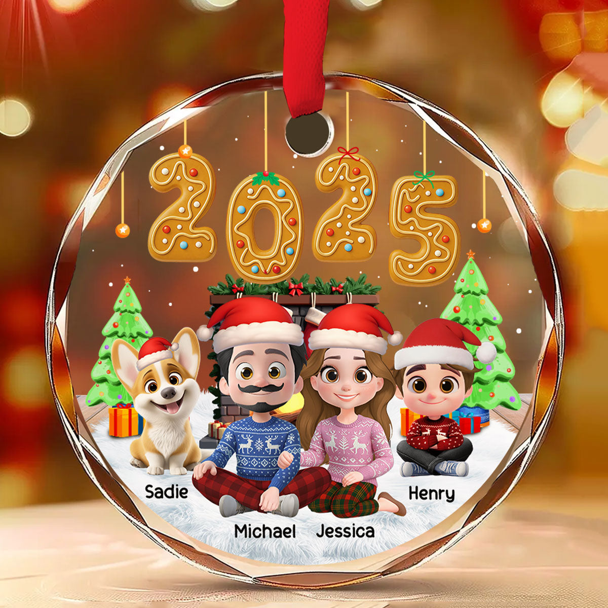 Family Of The Year - Personalized Custom Glass Ornament