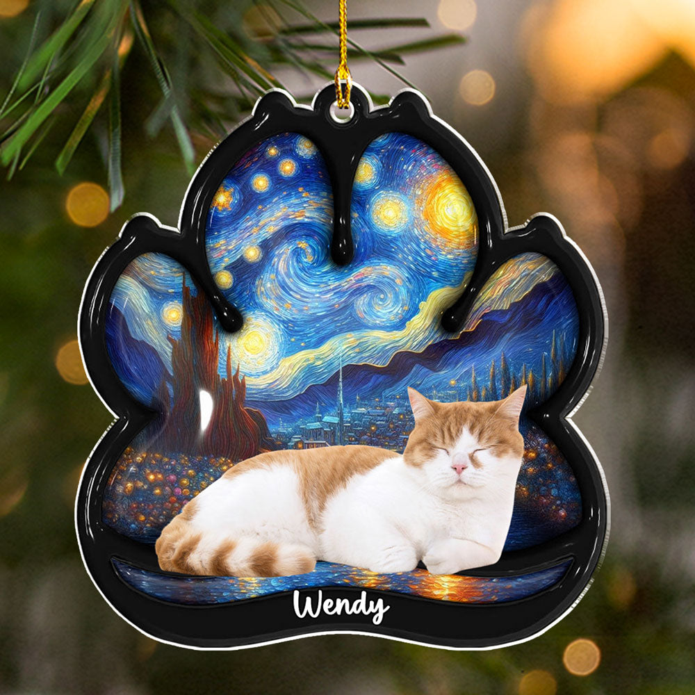 Lay Here With Cat Photo - Personalized Custom 3D Effect Acrylic Ornament