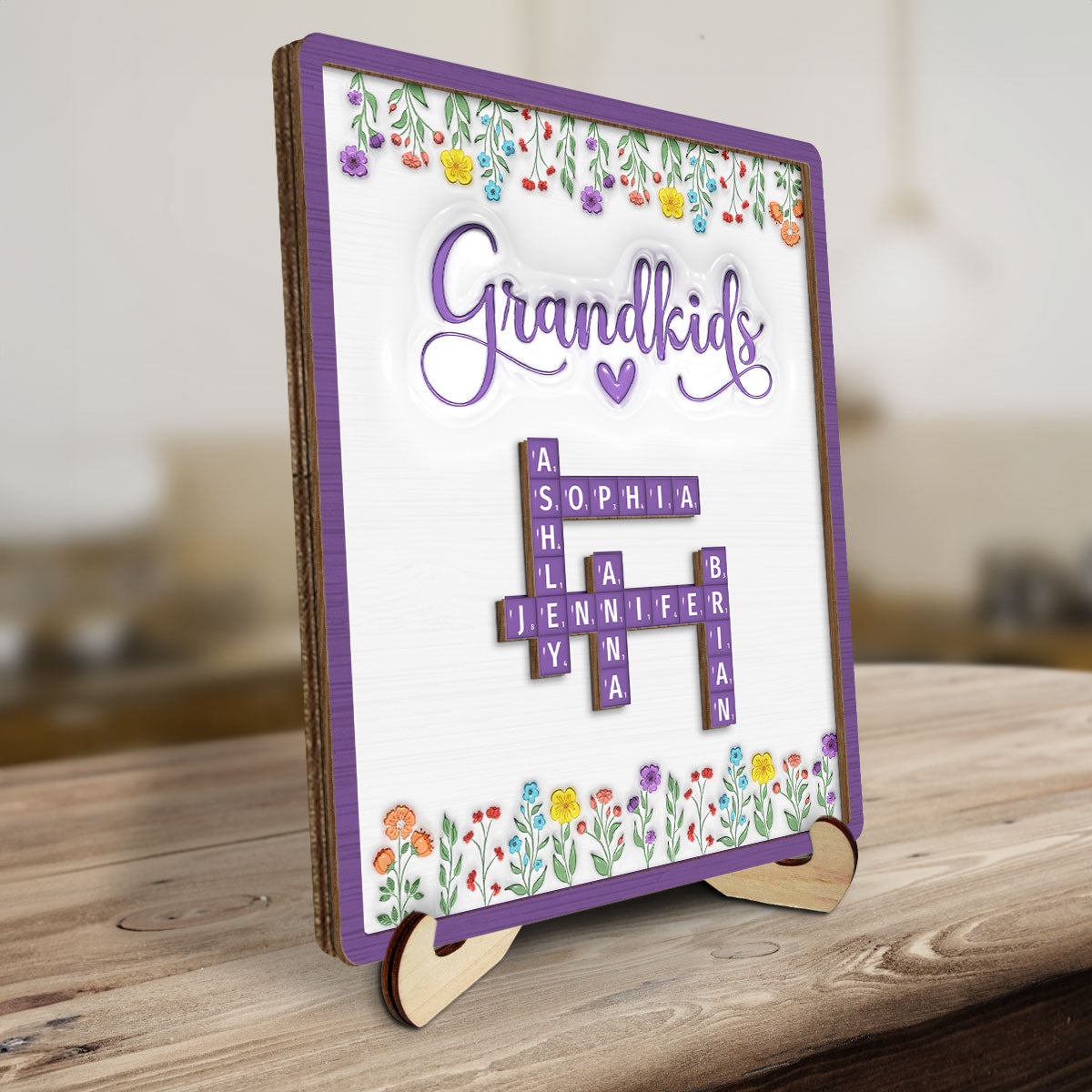 Love My Grandkids Crossword - Personalized Custom Wooden Plaque