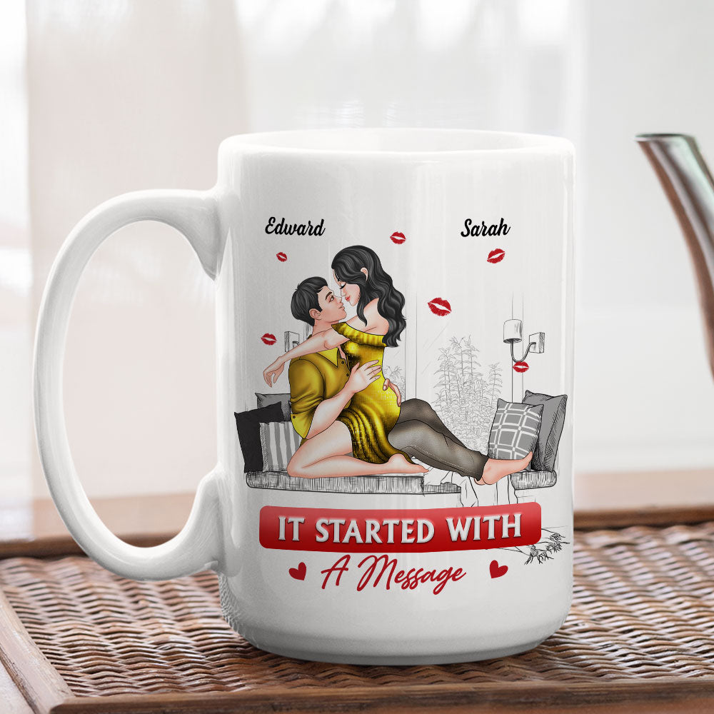 It Started With A Message Couple Gift - Personalized Custom Coffee Mug