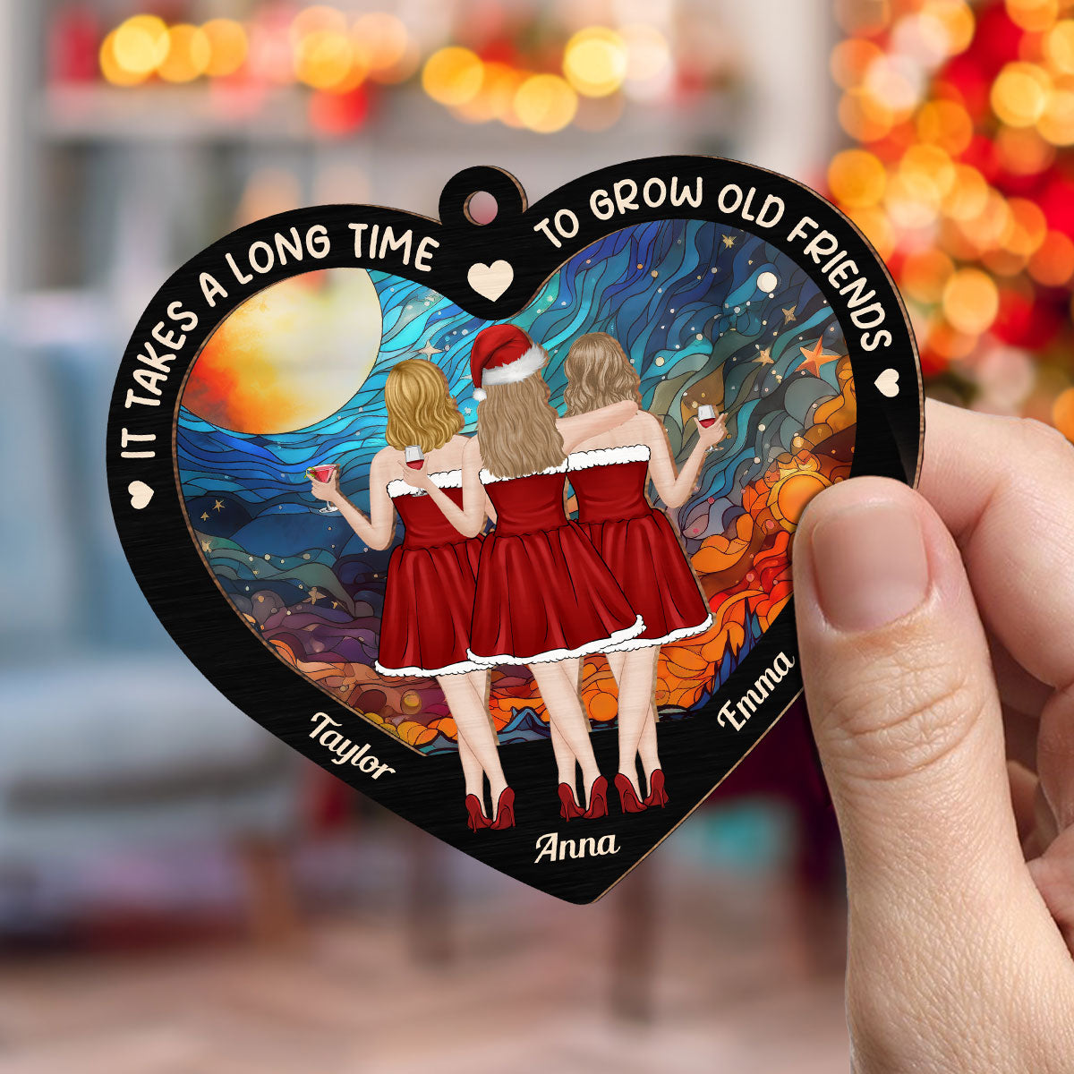 Old Friends Take Time To Grow - Personalized Custom Suncatcher Ornament