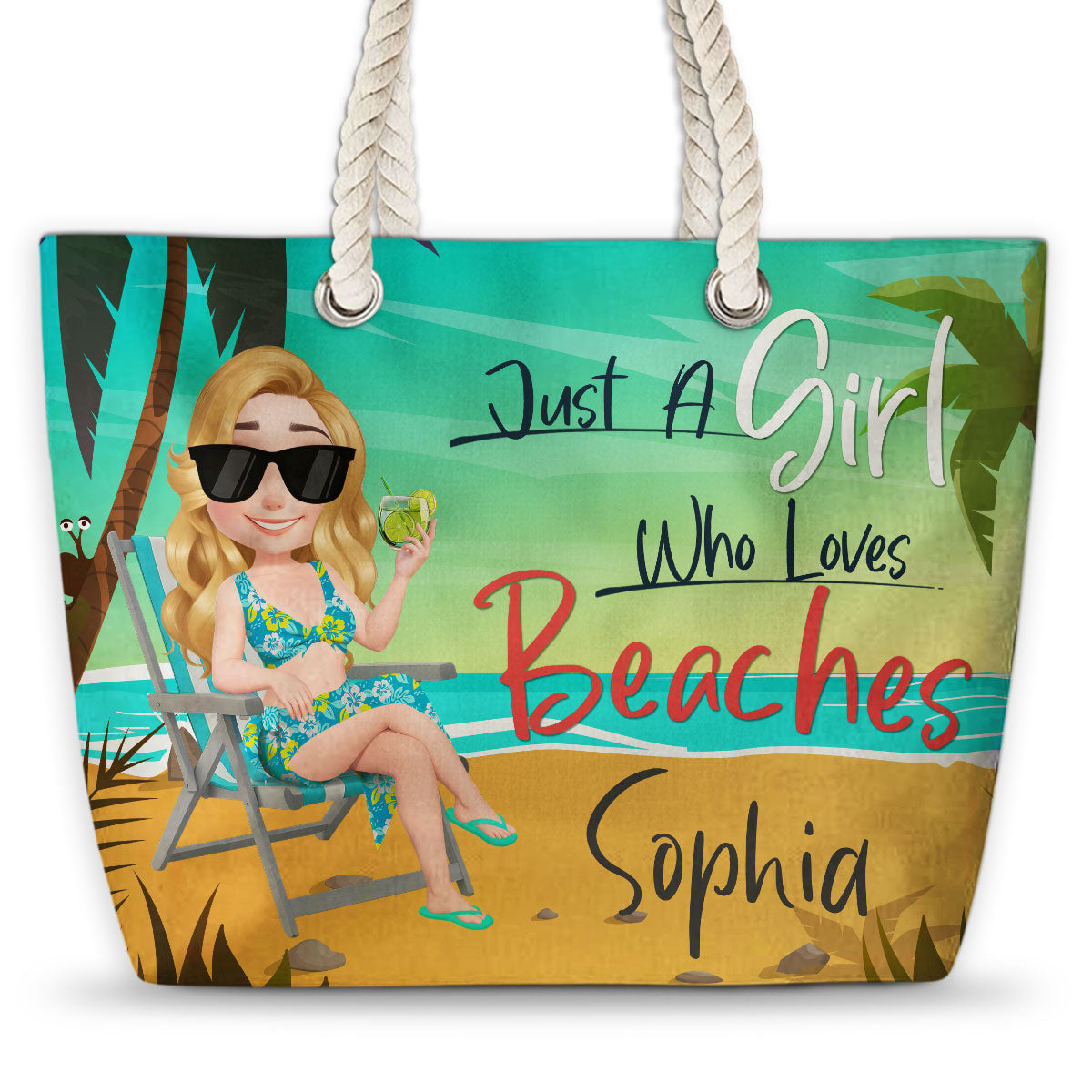 Just A Girl Who Loves Beaches - Personalized Custom Beach Bag
