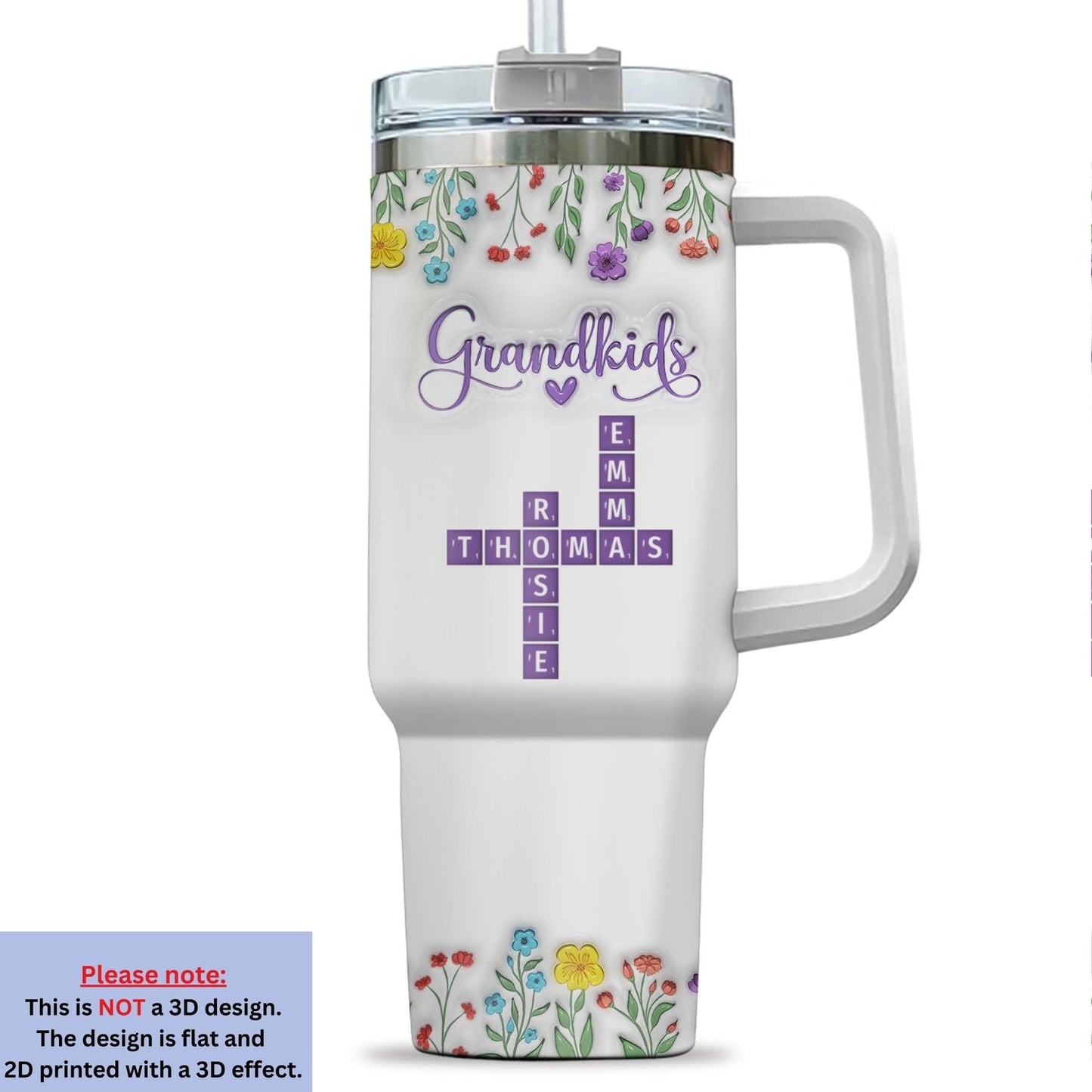Love My Grandkids Crossword - Personalized Custom 3D Inflated Effect Printed 40 Oz Tumbler