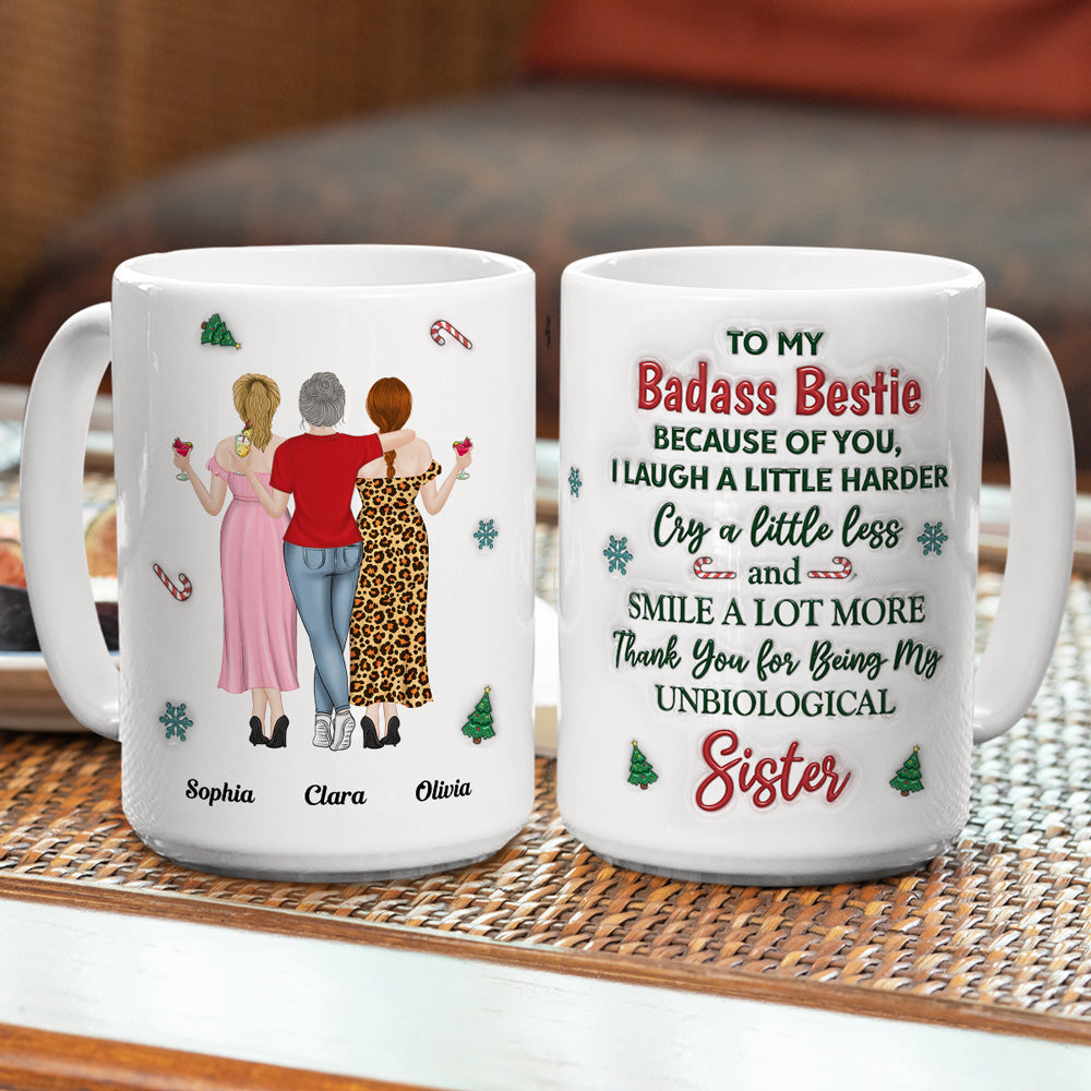Because Of You I Laugh A Little Harder Christmas - Personalized Custom 3D Inflated Effect Mug