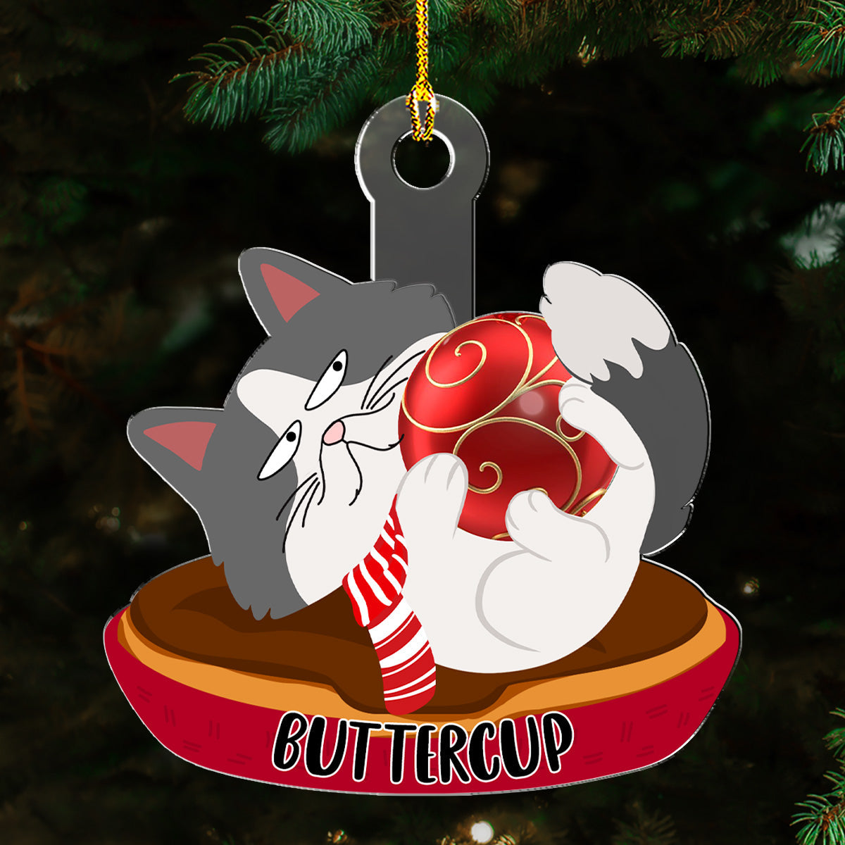 Swinging Cat Ver 2 - Personalized Custom Acrylic Ornament