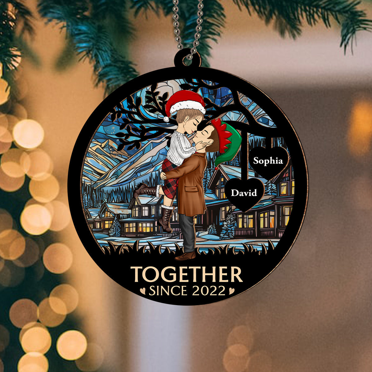 Christmas Together - Personalized Custom Suncatcher Ornament