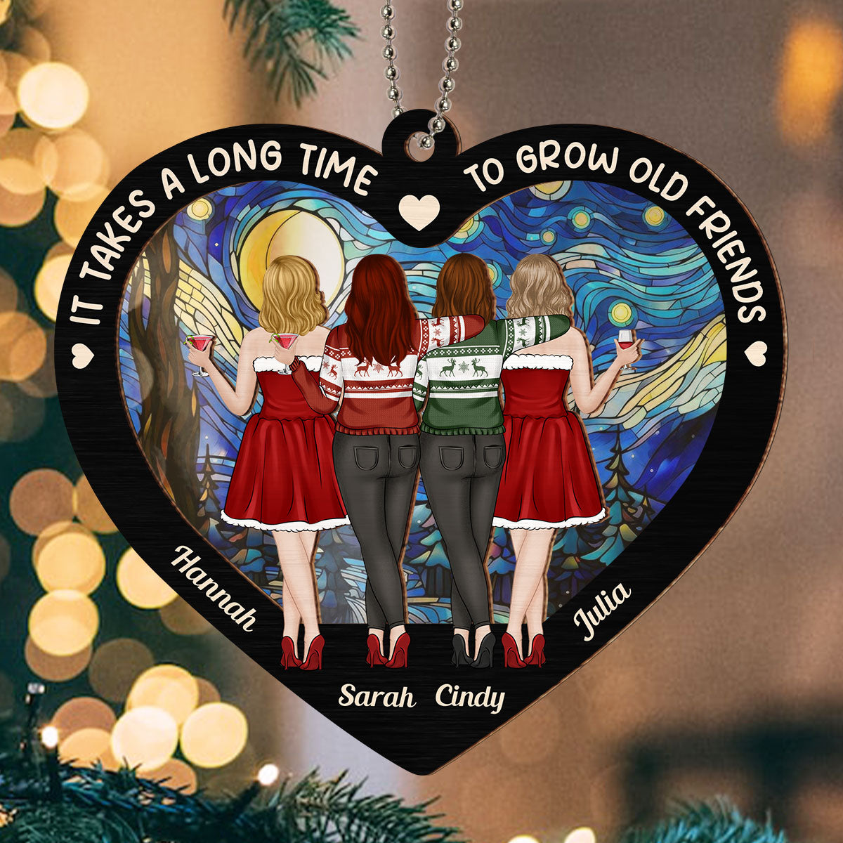 Old Friends Take Time To Grow - Personalized Custom Suncatcher Ornament