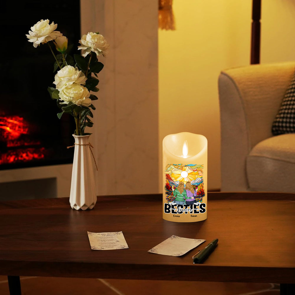 Besties Sitting Together - Personalized Custom LED Candle