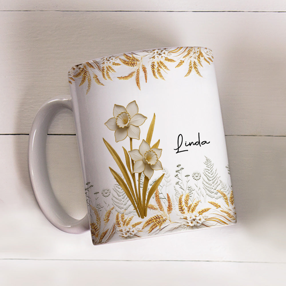 Wheat And White Flowers - Personalized Custom Coffee Mug