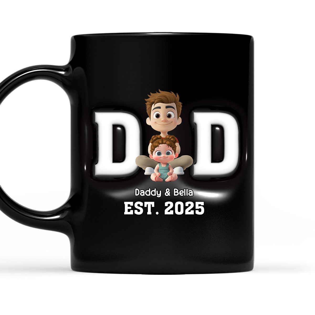 Happy Kids With Dad - Personalized Custom 3D Inflated Effect Mug