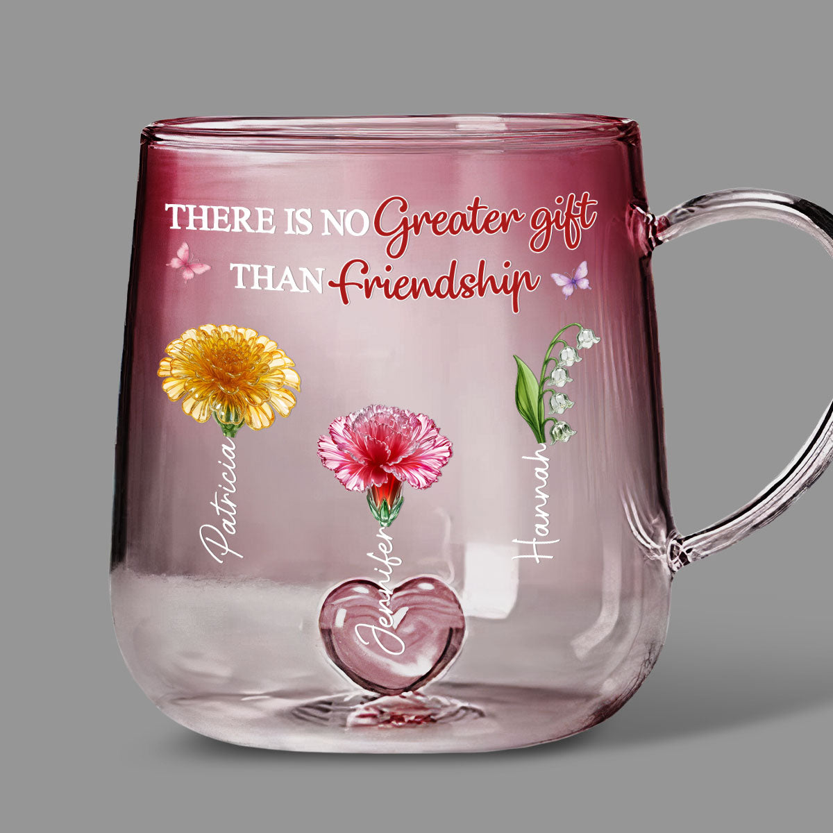 Friendship Is A Gift - Personalized Custom Pink Gradient Glass Mug
