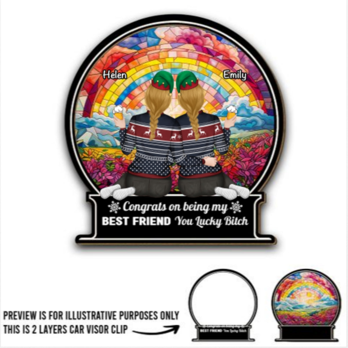 Congrats Being My Besties - Personalized Custom Car Visor Clip