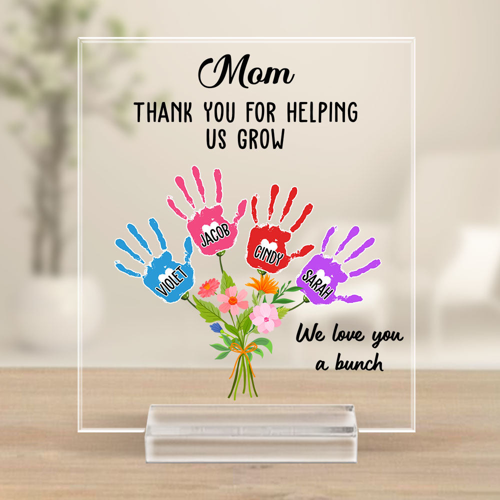 Thanks For Helping Me Grow -  Personalized Custom Acrylic Plaque With Base