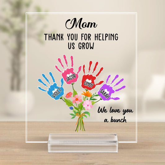 Thanks For Helping Me Grow -  Personalized Custom Acrylic Plaque With Base