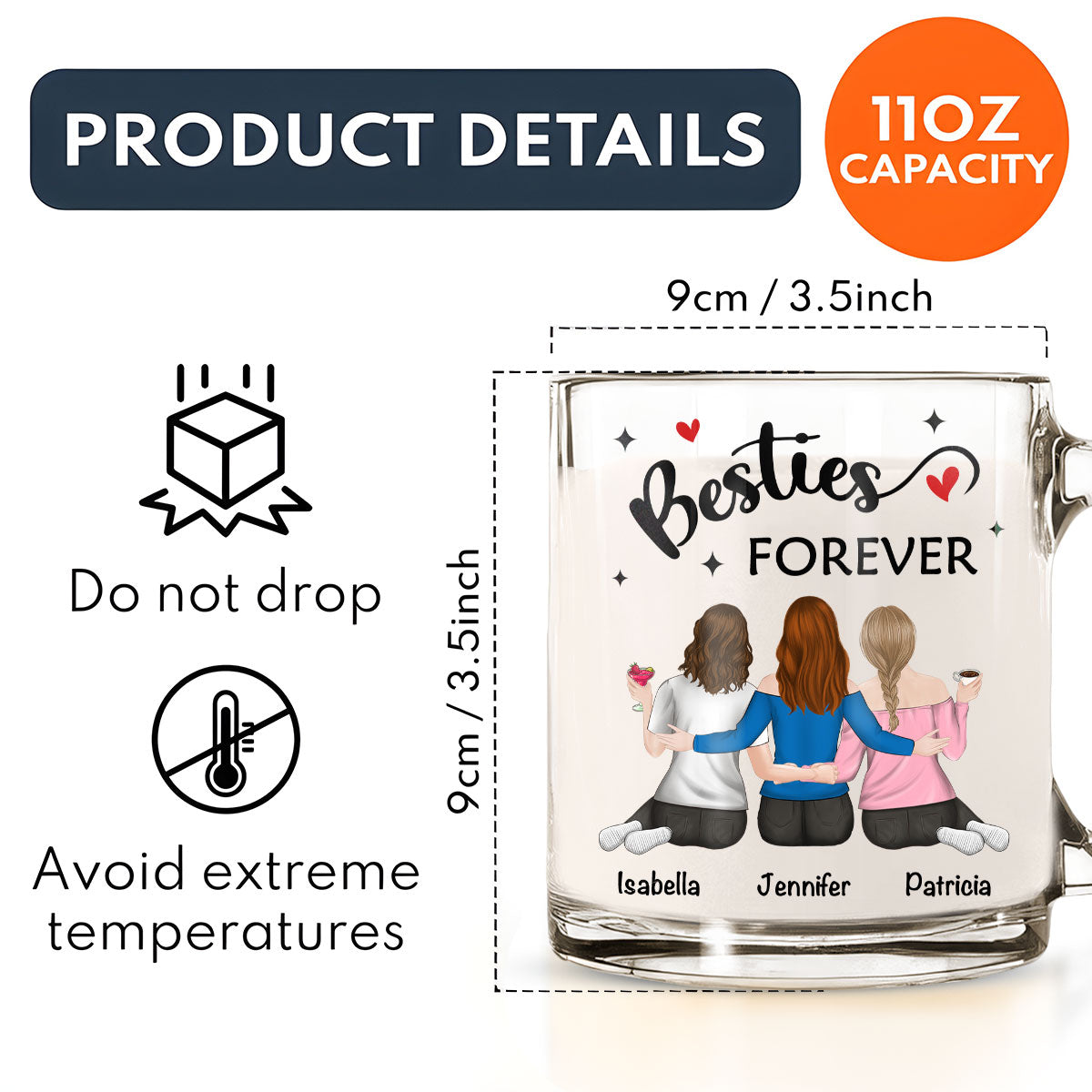 Our Friendship Is Endless - Personalized Custom Glass Mug