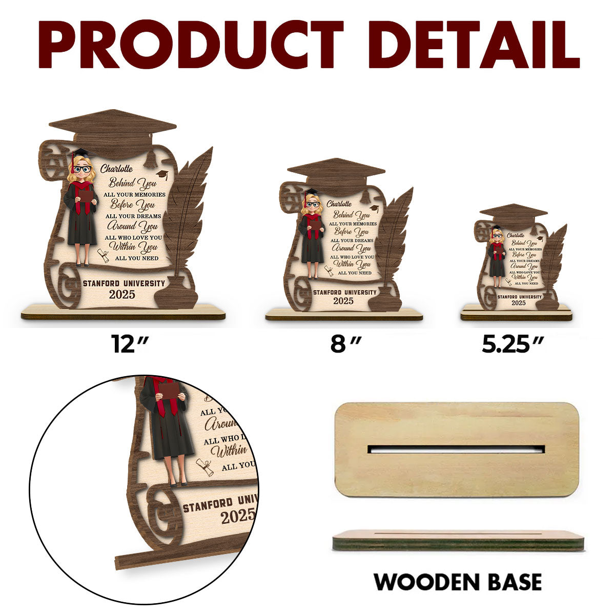 All Your Dreams Come True - Personalized Custom 2-Layer Wood Plaque With Flat Base