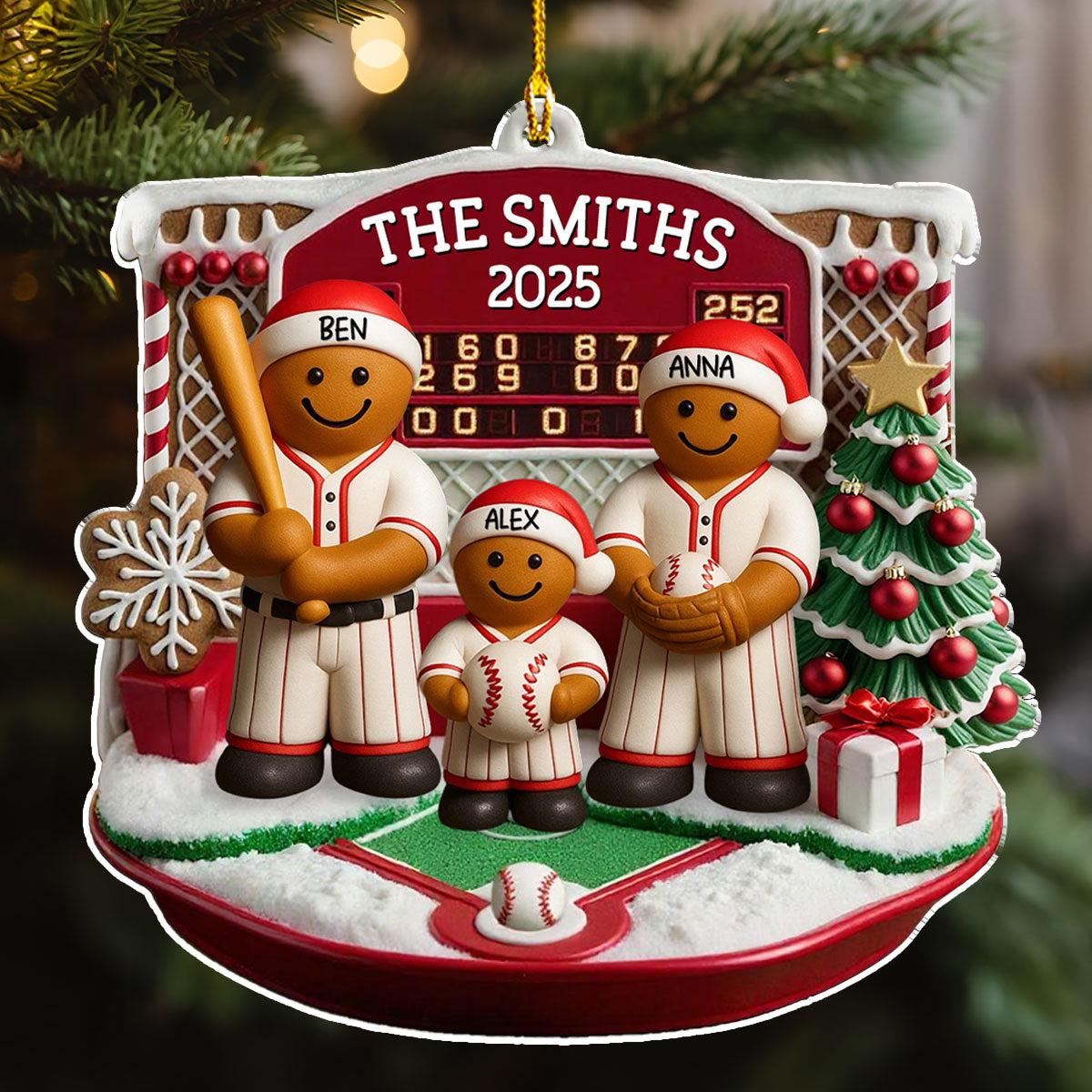Gingerbread Family - Personalized Custom Acrylic Ornament