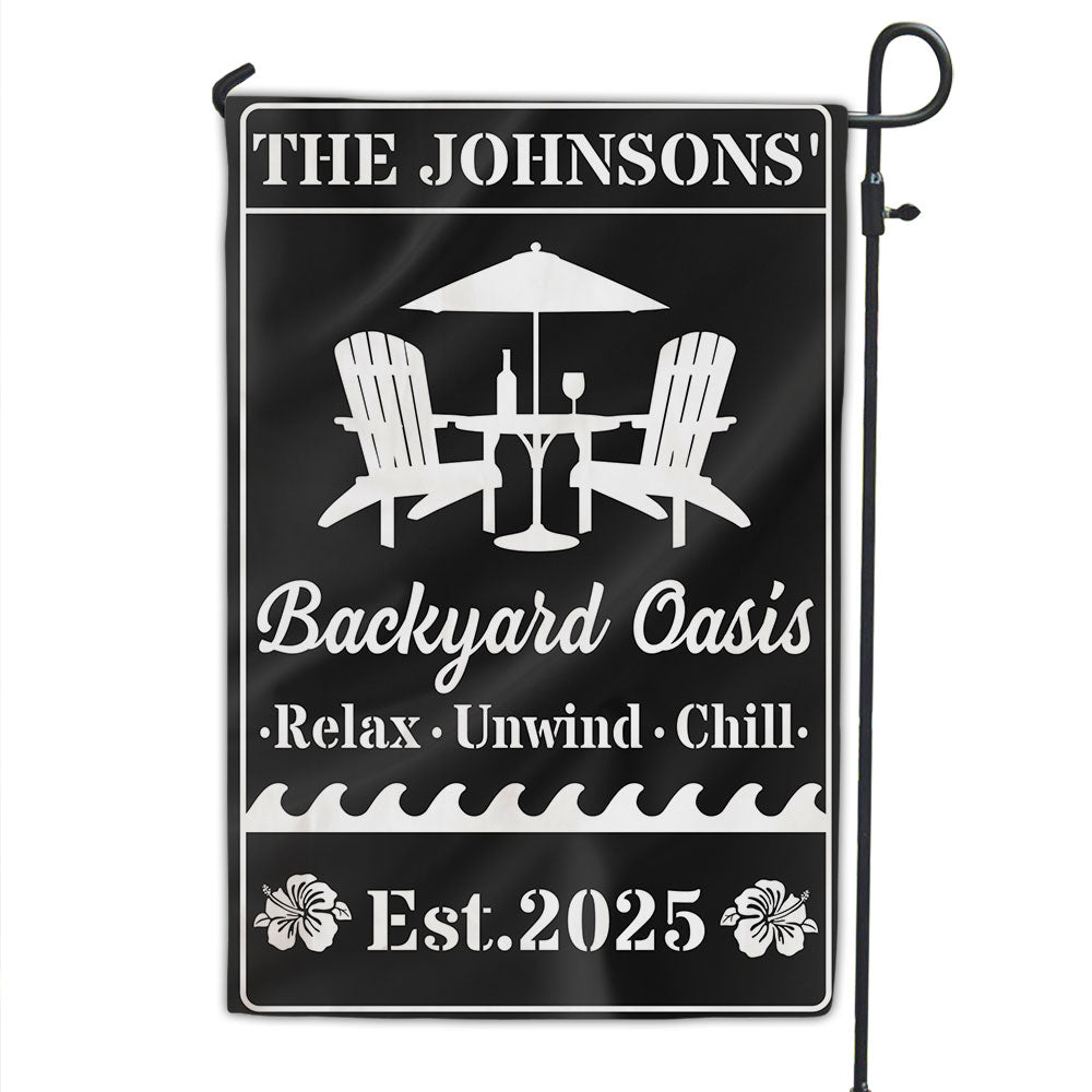 Welcome To Our Backyard Oasis - Personalized Custom Flag