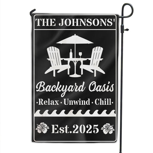 Welcome To Our Backyard Oasis - Personalized Custom Flag
