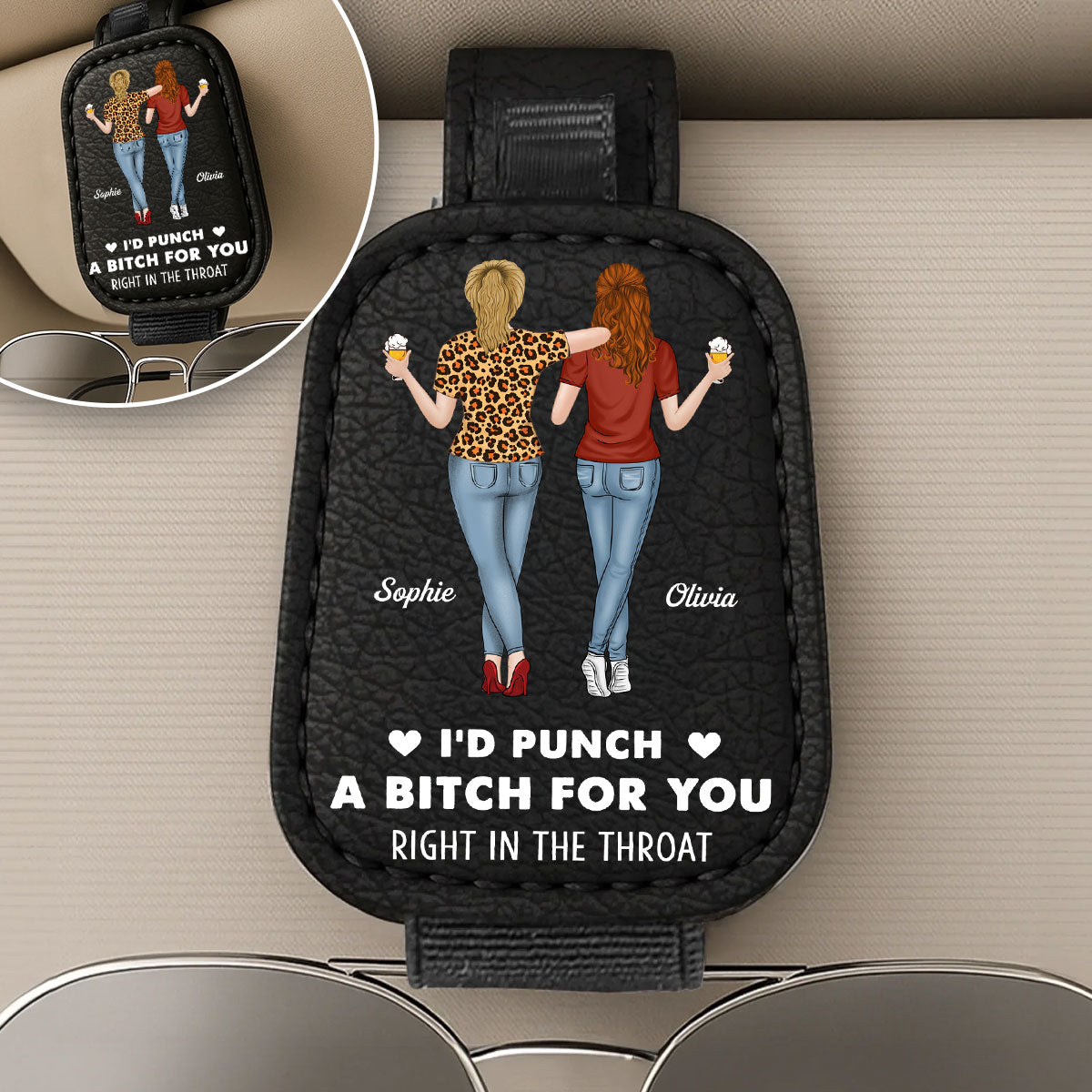 I'd Punch For You - Personalized Custom Sunglasses Holder For Car Visor