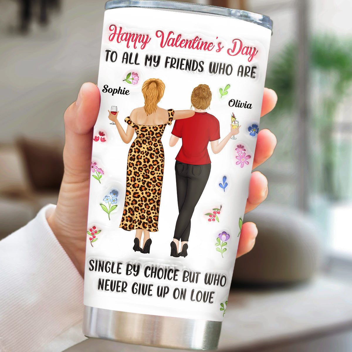 Never Give Up On Love - Personalized Custom 3D Inflated Effect Tumbler