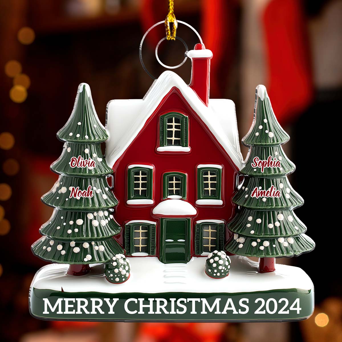 Family Christmas House Version 2 - Personalized Custom Acrylic Ornament