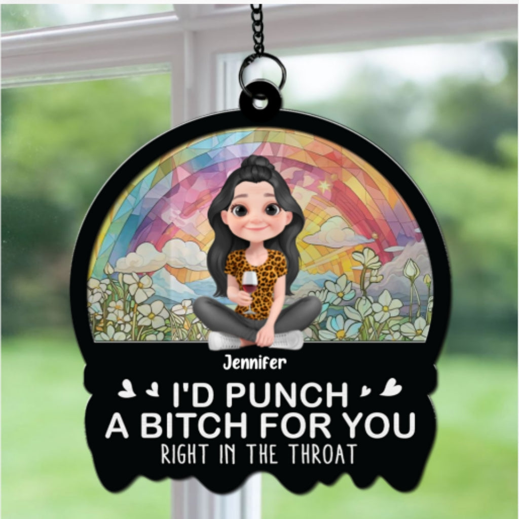 Right In The Throat Sisters Besties - Personalized Custom Suncatcher