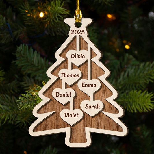 Rustic Wooden Christmas Tree - Personalized Custom 2-Layered Wood Ornament