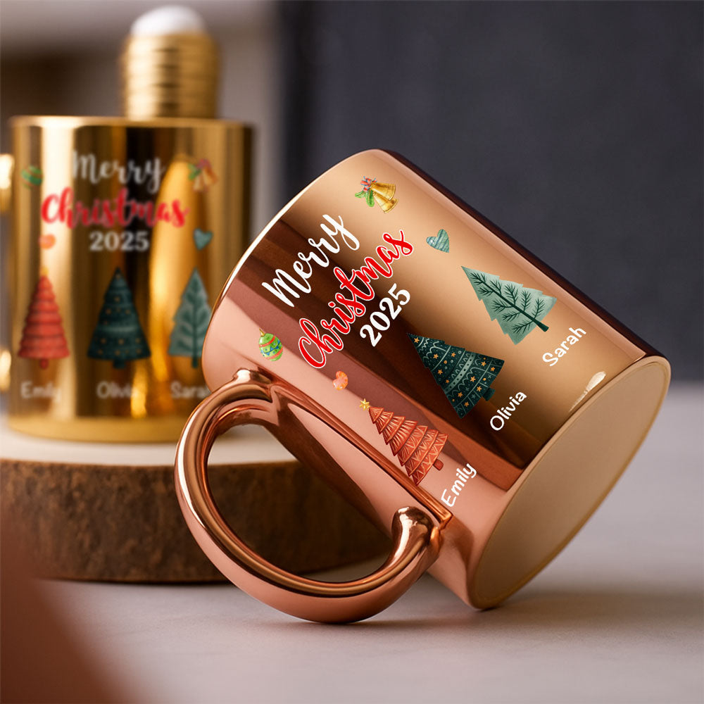 Merry Christmas 2025 - Personalized Custom Metallic Mug